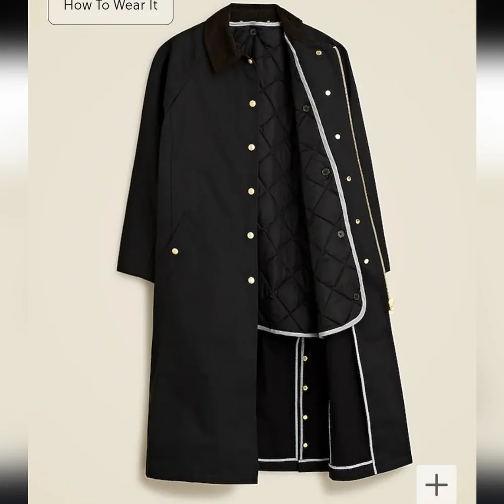 J Crew Long Barn Jacket™ in waxed cotton twill Coat Size L Petite  NWT CC954 - Picture 3 of 16